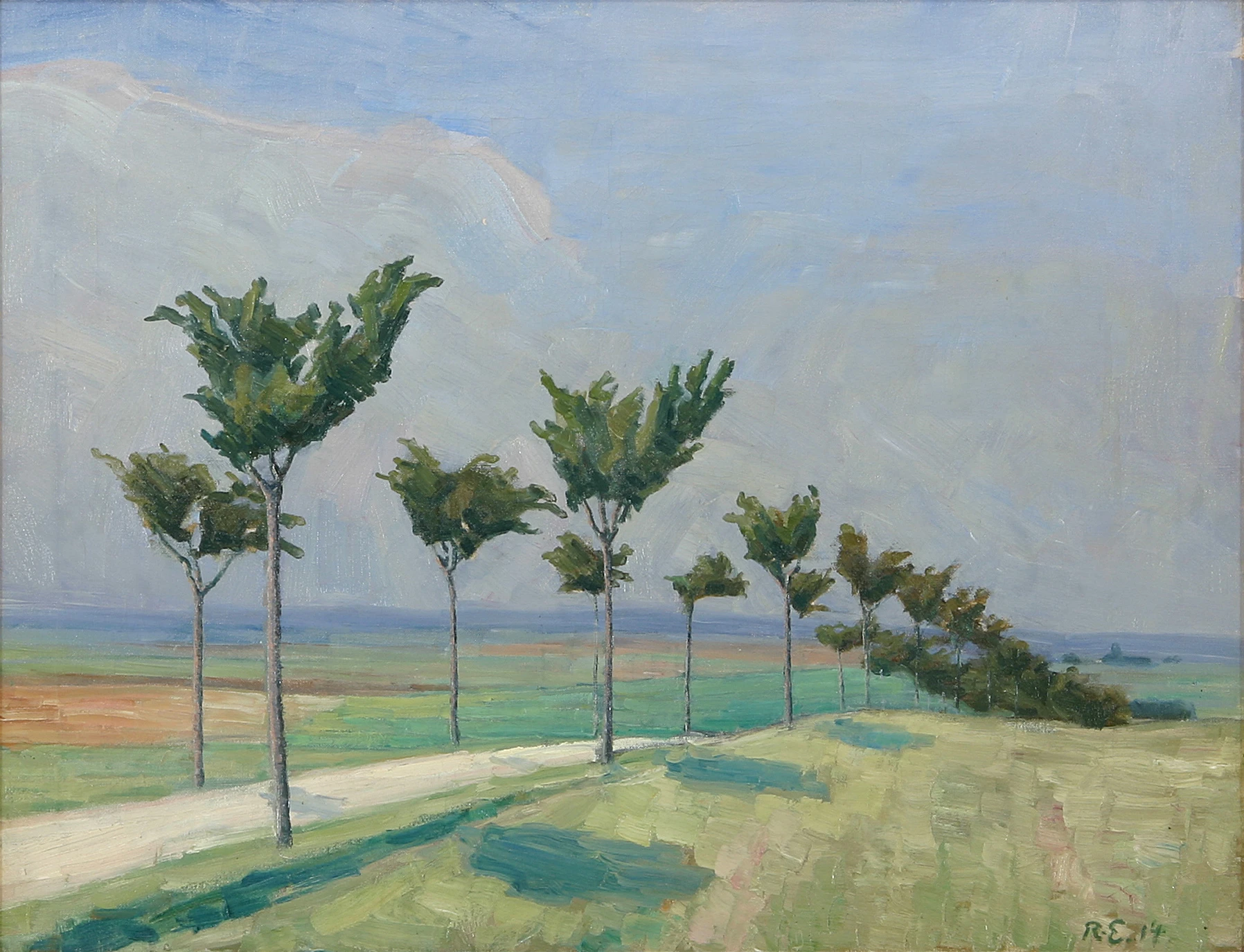 1879-Olaf Ripcke - Edsberg - Paesaggio con viale - 1914